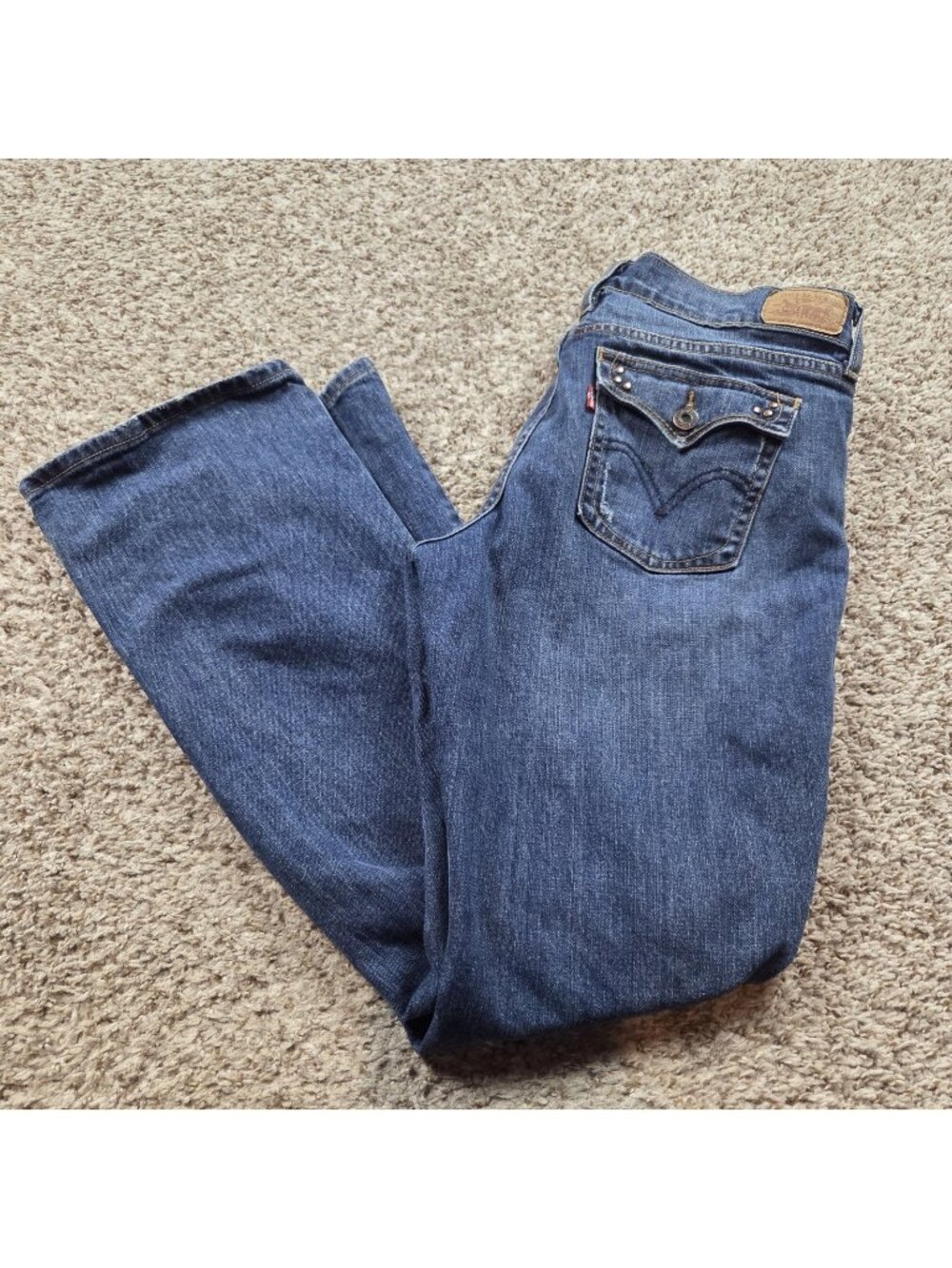 Levi's 515 Jeans Womens 6 Short Bootcut Dark Wash Blue Flap Western